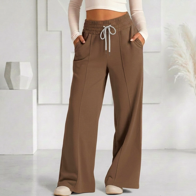 PANTALON BUZO VERANO ALGODON PALAZZO PRETINA ANCHA ELASTICADOS WIDE LEG - 1