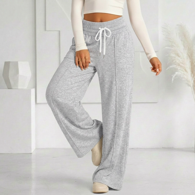PANTALON BUZO ALGODON PALAZZO PRETINA ANCHA ELASTICADOS WIDE LEG - 2