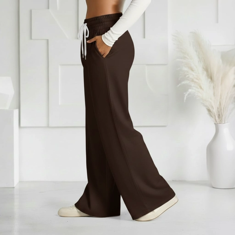 PANTALON BUZO ALGODON PALAZZO PRETINA ANCHA ELASTICADOS WIDE LEG - 2