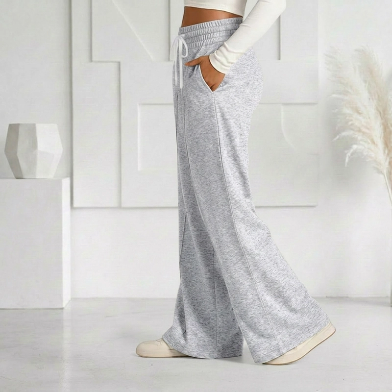 PANTALON BUZO ALGODON PALAZZO PRETINA ANCHA ELASTICADOS WIDE LEG - 3