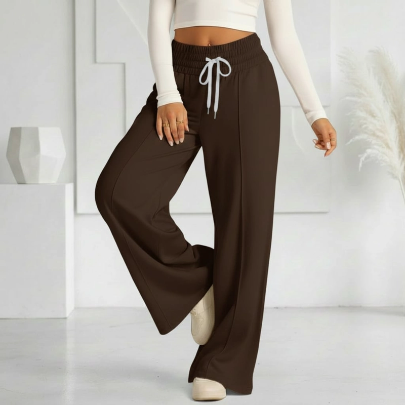 PANTALON BUZO ALGODON PALAZZO PRETINA ANCHA ELASTICADOS WIDE LEG - 3