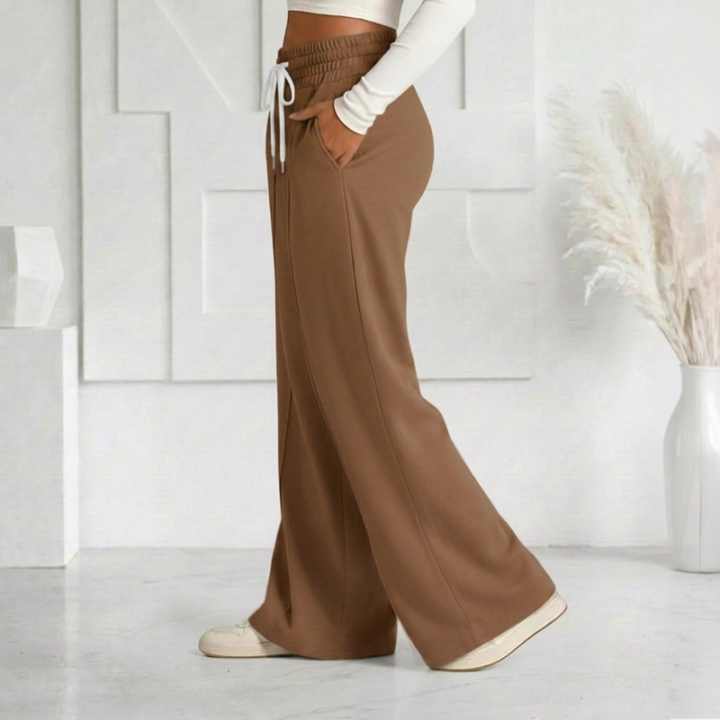 PANTALON BUZO VERANO ALGODON PALAZZO PRETINA ANCHA ELASTICADOS WIDE LEG - 3