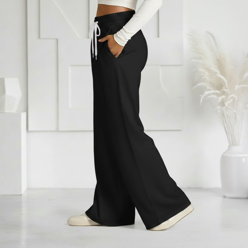 PANTALON BUZO VERANO ALGODON PALAZZO PRETINA ANCHA ELASTICADOS WIDE LEG - 3