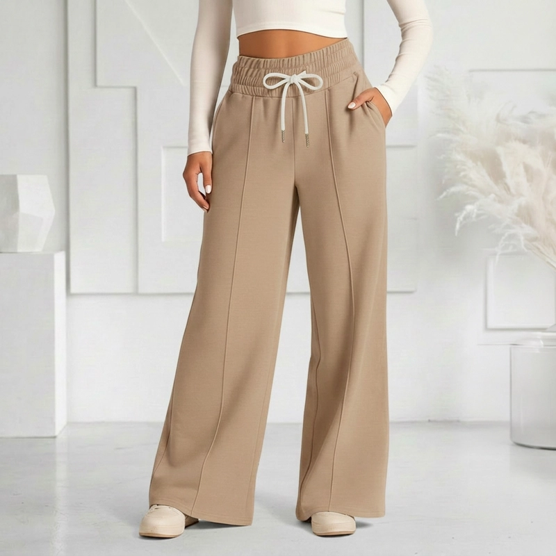 PANTALON BUZO VERANO ALGODON PALAZZO PRETINA ANCHA ELASTICADOS WIDE LEG - 3