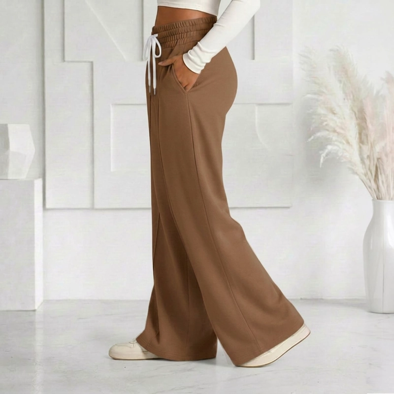 PANTALON BUZO VERANO ALGODON PALAZZO PRETINA ANCHA ELASTICADOS WIDE LEG - 3