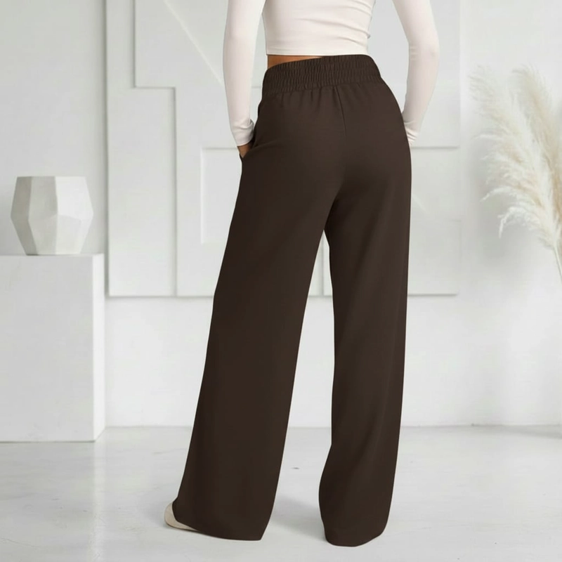 PANTALON BUZO ALGODON PALAZZO PRETINA ANCHA ELASTICADOS WIDE LEG - 4