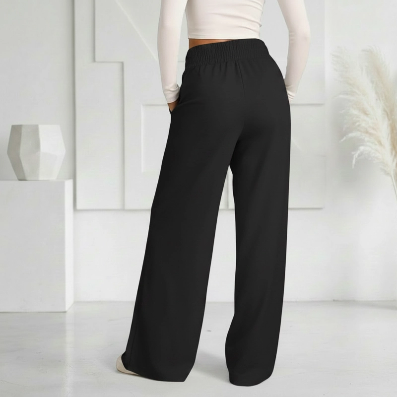 PANTALON BUZO VERANO ALGODON PALAZZO PRETINA ANCHA ELASTICADOS WIDE LEG - 4