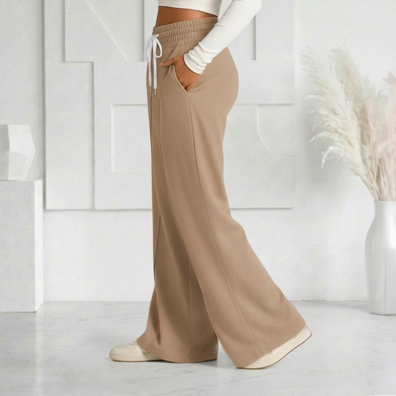PANTALON BUZO VERANO ALGODON PALAZZO PRETINA ANCHA ELASTICADOS WIDE LEG - 4