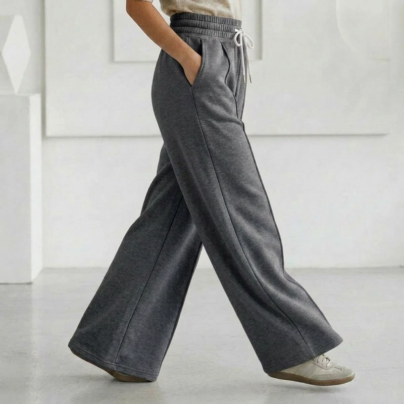 PANTALON BUZO ALGODON PALAZZO PRETINA ANCHA ELASTICADOS WIDE LEG - 5