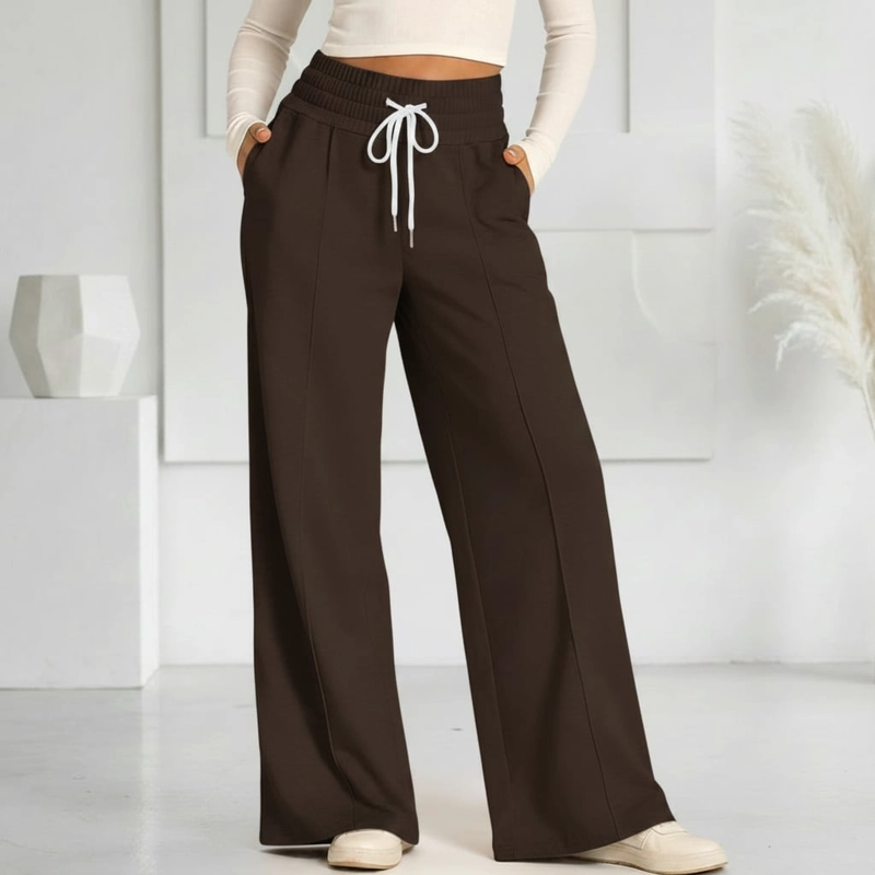 PANTALON BUZO ALGODON PALAZZO PRETINA ANCHA ELASTICADOS WIDE LEG - 5