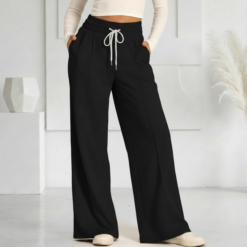 PANTALON BUZO VERANO ALGODON PALAZZO PRETINA ANCHA ELASTICADOS WIDE LEG - 5