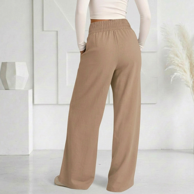 PANTALON BUZO VERANO ALGODON PALAZZO PRETINA ANCHA ELASTICADOS WIDE LEG - 5