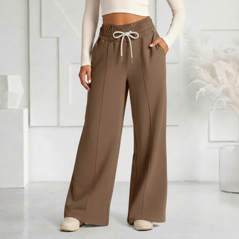 PANTALON BUZO VERANO ALGODON PALAZZO PRETINA ANCHA ELASTICADOS WIDE LEG - 5