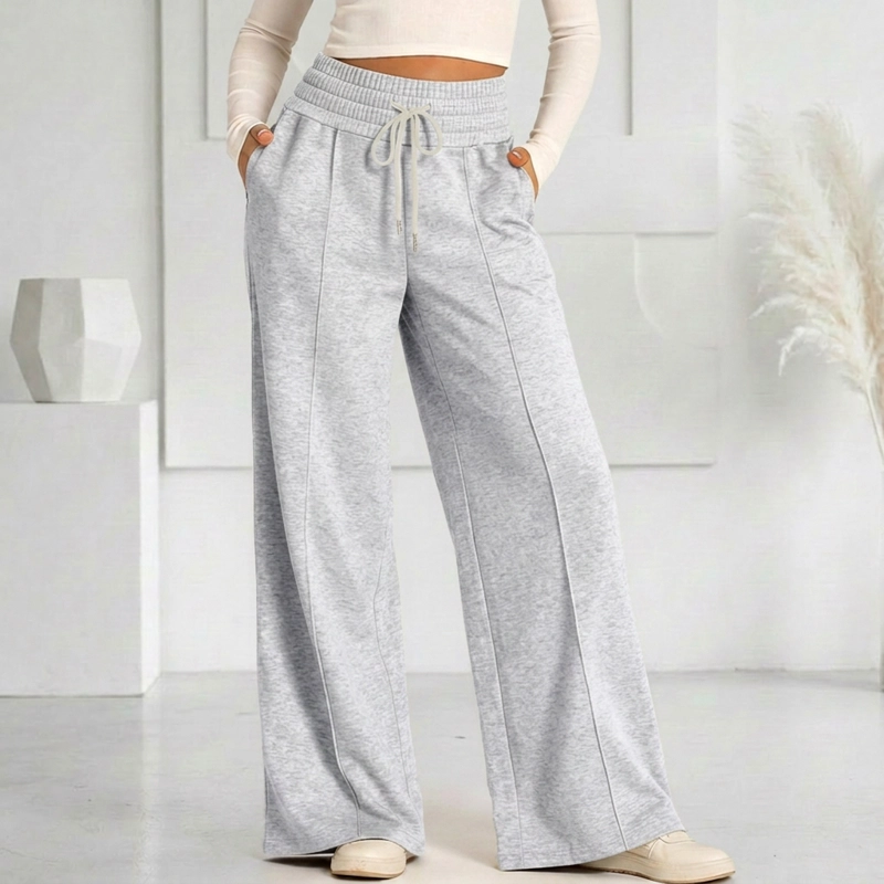 PANTALON BUZO VERANO ALGODON PALAZZO PRETINA ANCHA ELASTICADOS WIDE LEG - 6