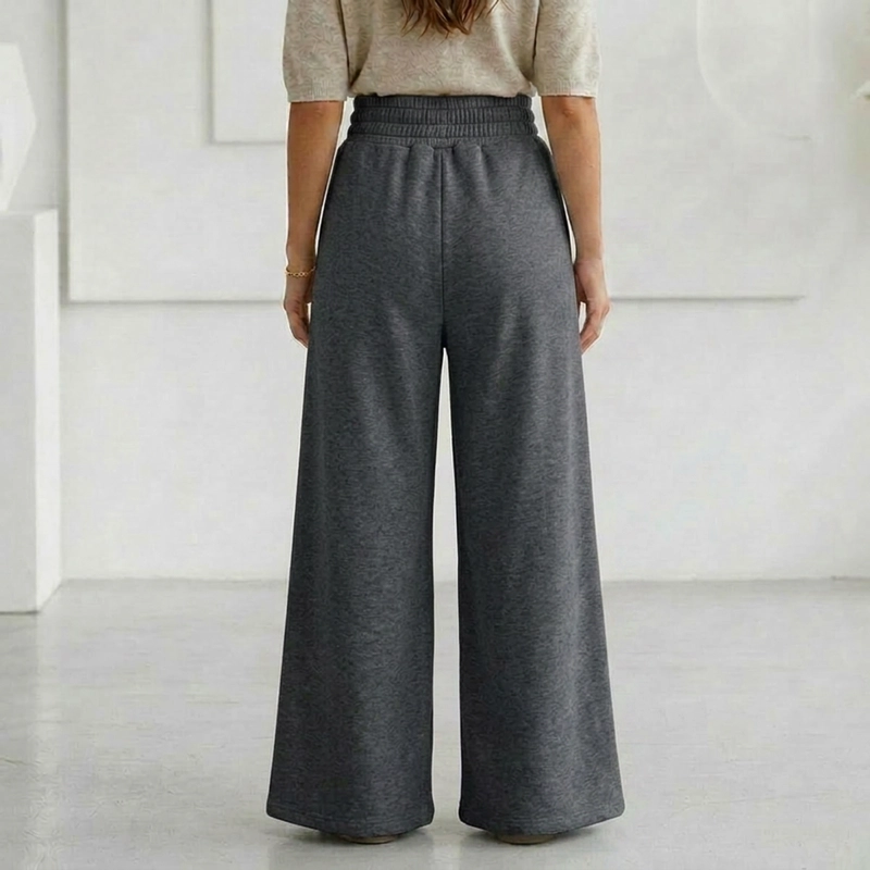 PANTALON BUZO ALGODON PALAZZO PRETINA ANCHA ELASTICADOS WIDE LEG - 6