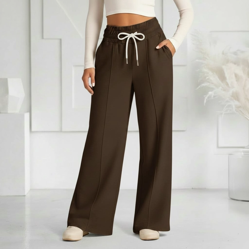 PANTALON BUZO ALGODON PALAZZO PRETINA ANCHA ELASTICADOS WIDE LEG - 6