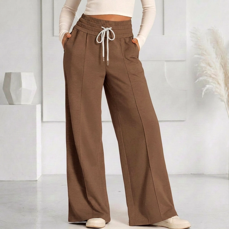 PANTALON BUZO VERANO ALGODON PALAZZO PRETINA ANCHA ELASTICADOS WIDE LEG - 7