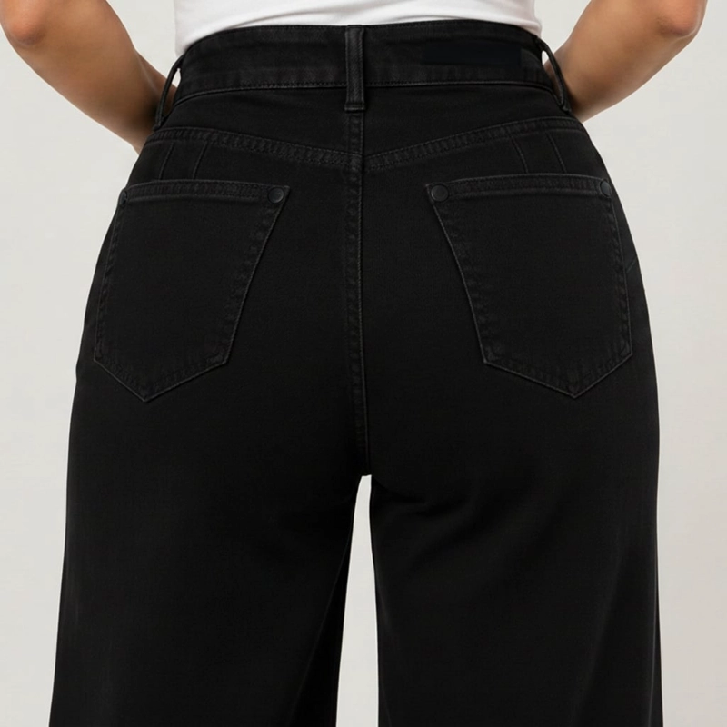 JEANS WIDE LEG PALAZZO ELASTICADO TIRO ALTO PUSH UP OVERSIZE - 4