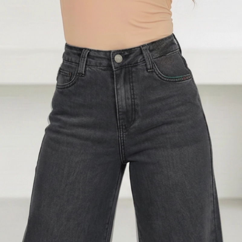 JEANS WIDE LEG PALAZZO ELASTICADO TIRO ALTO PUSH UP OVERSIZE - 6