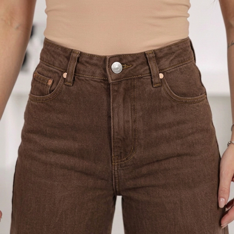 JEANS WIDE LEG PALAZZO ELASTICADO TIRO ALTO PUSH UP OVERSIZE - 6