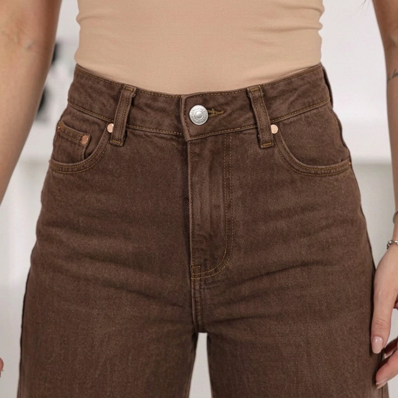 JEANS WIDE LEG PALAZZO ELASTICADO TIRO ALTO PUSH UP OVERSIZE - 6