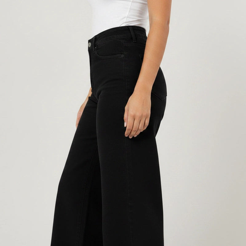 JEANS WIDE LEG PALAZZO ELASTICADO TIRO ALTO PUSH UP OVERSIZE - 9