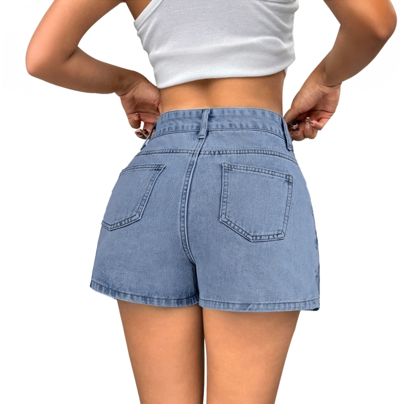FALDA SHORT JEANS MEZCLILLA FULL ELASTICADA TIRO ALTO PRETINA ALTA - 5