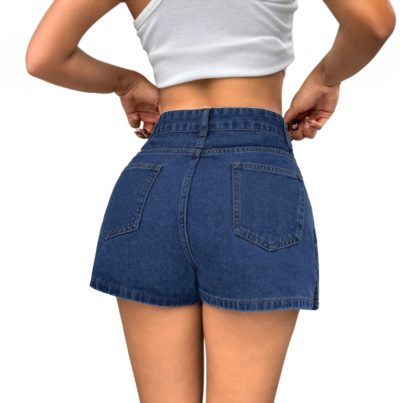 FALDA SHORT JEANS MEZCLILLA FULL ELASTICADA TIRO ALTO PRETINA ANCHA - 7