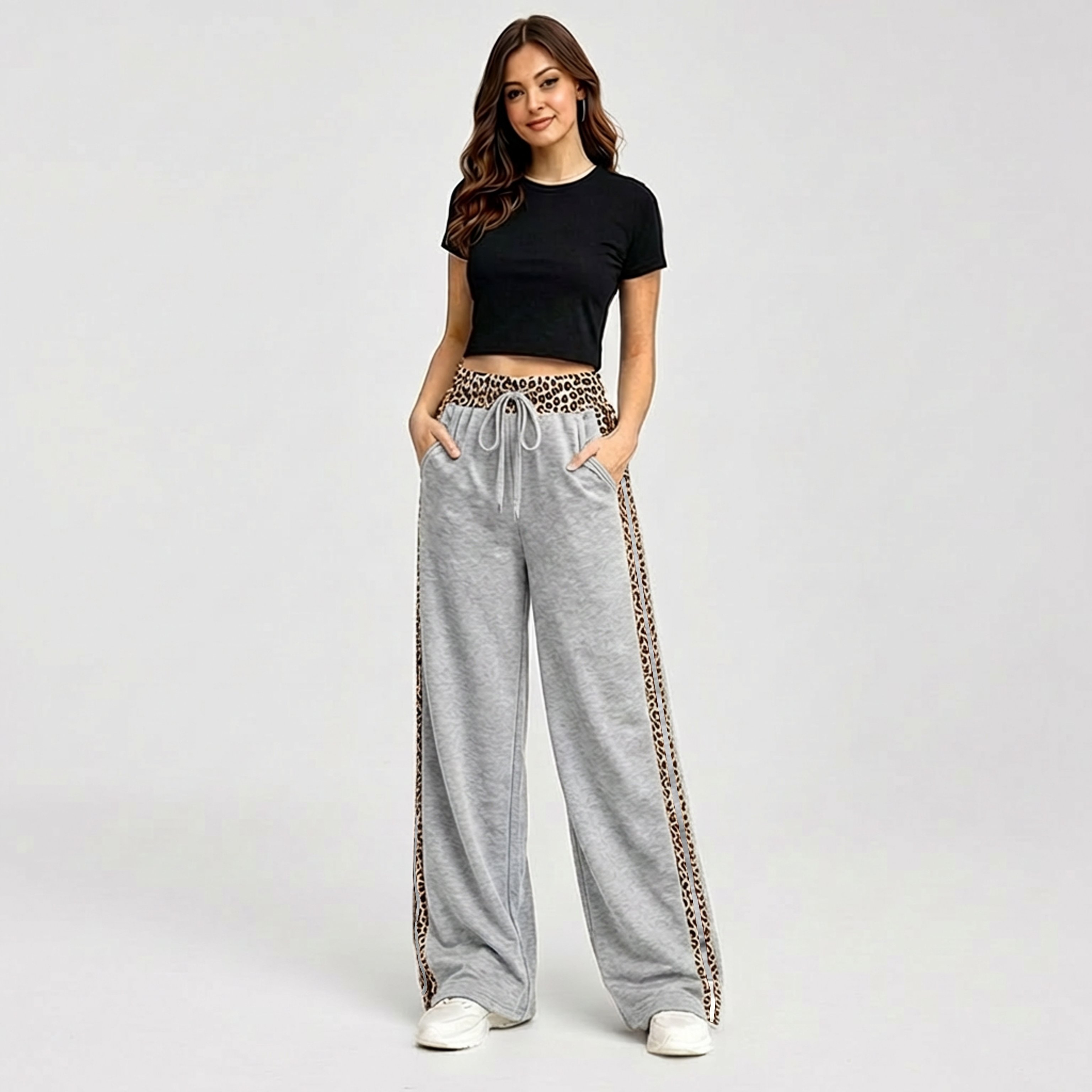 PANTALON PALAZZO BUZO ALGODON ANIMAL PRINT OVERSIZE ELASTICADOS WIDE LEG - 2