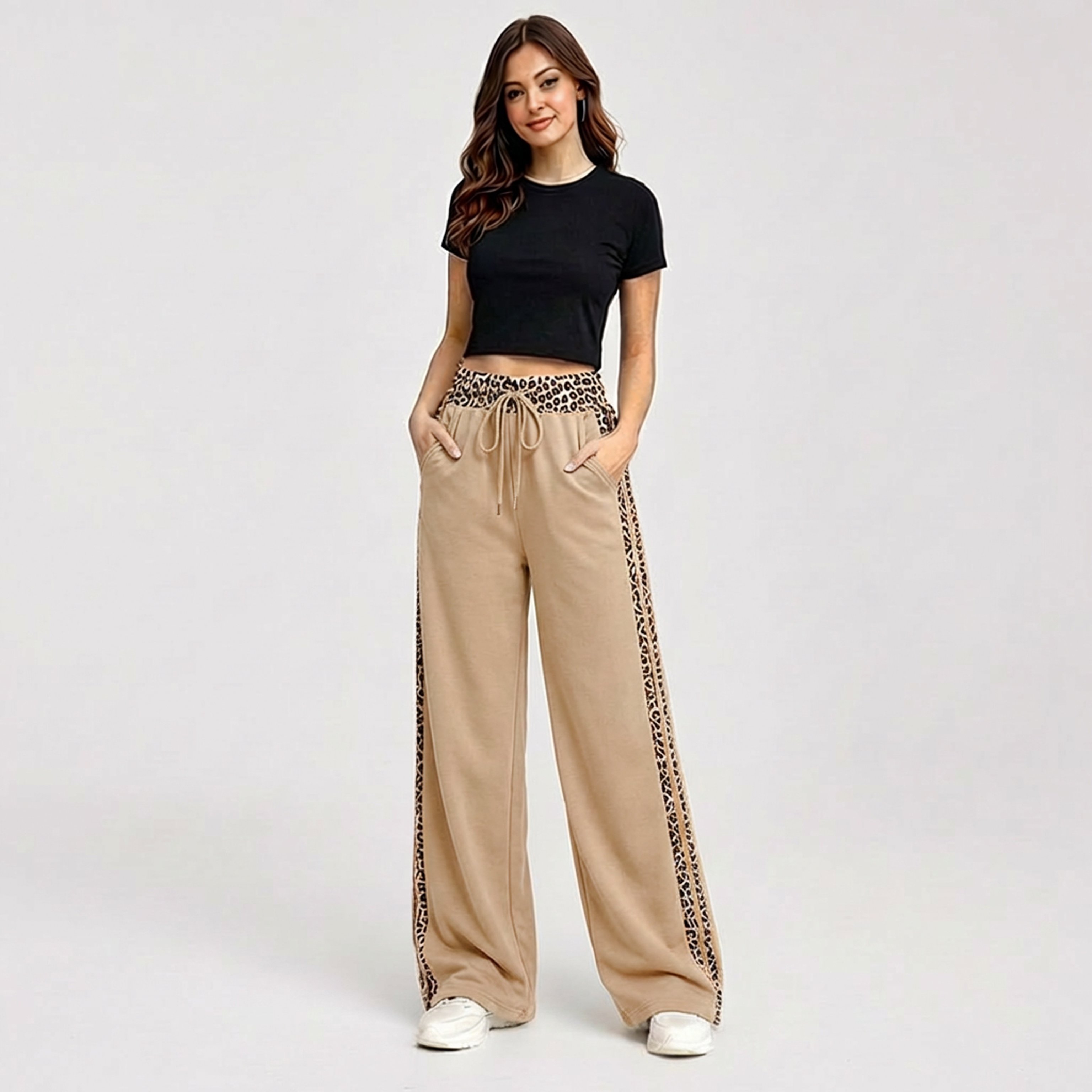 PANTALON PALAZZO BUZO ALGODON ANIMAL PRINT OVERSIZE ELASTICADOS WIDE LEG - 2