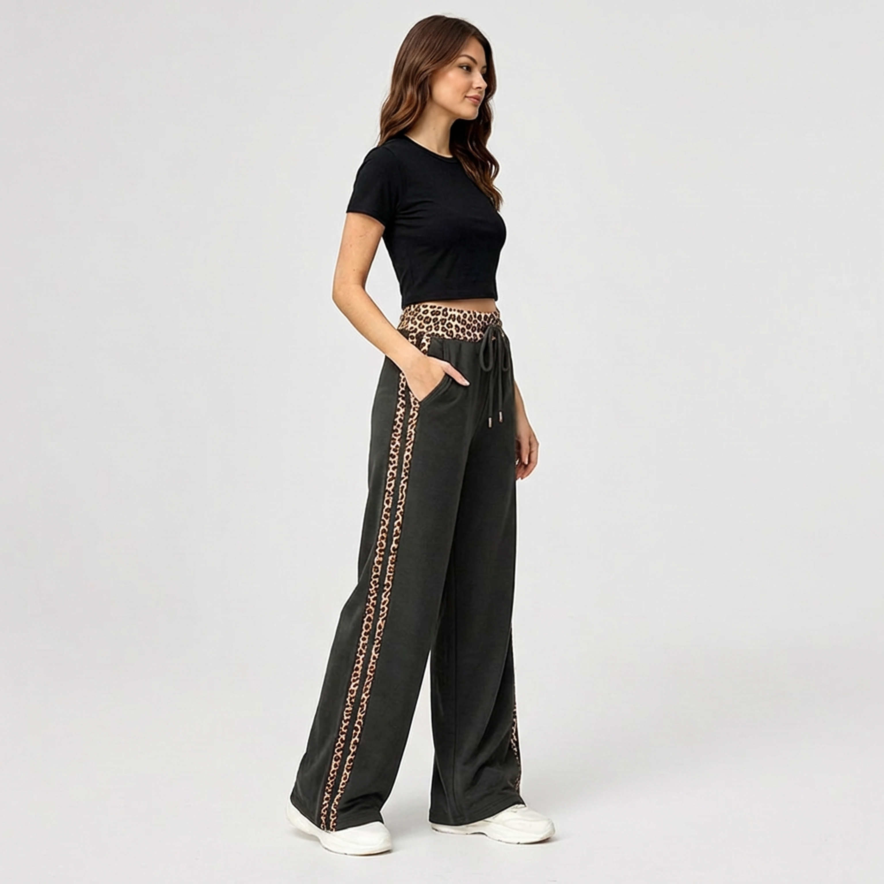 PANTALON PALAZZO BUZO ALGODON ANIMAL PRINT OVERSIZE ELASTICADOS WIDE LEG - 4