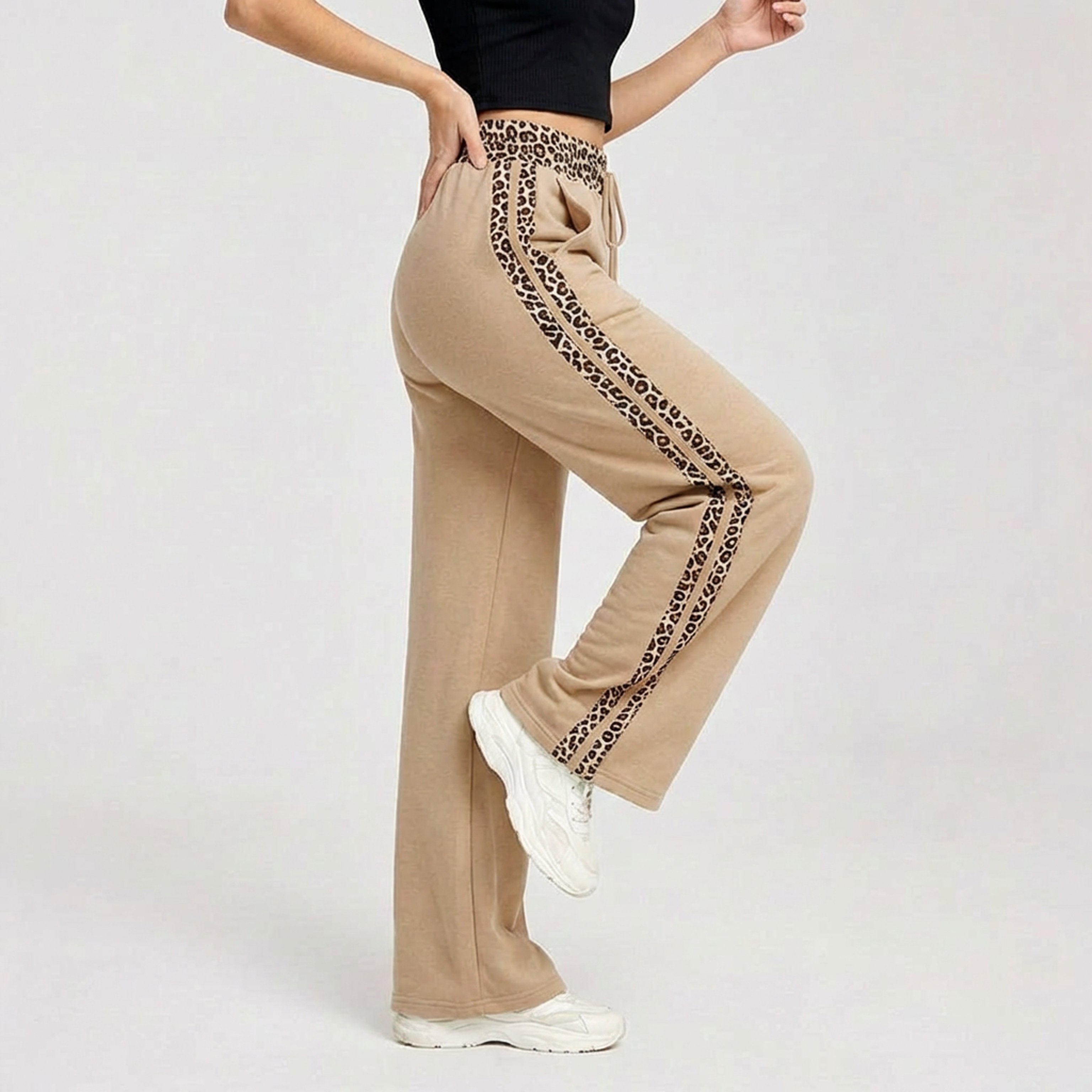 PANTALON PALAZZO BUZO ALGODON ANIMAL PRINT OVERSIZE ELASTICADOS WIDE LEG - 4