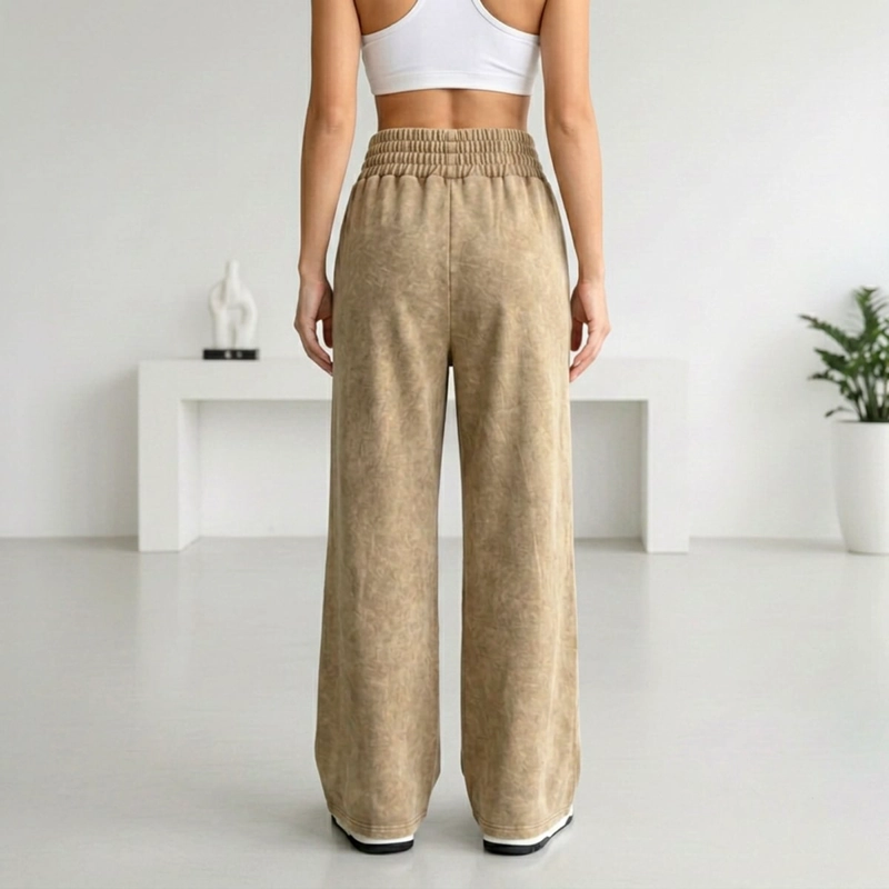 PANTALON BUZO PRE LAVADO PALAZZO ALGODON ELASTICADOS WIDE LEG - 6