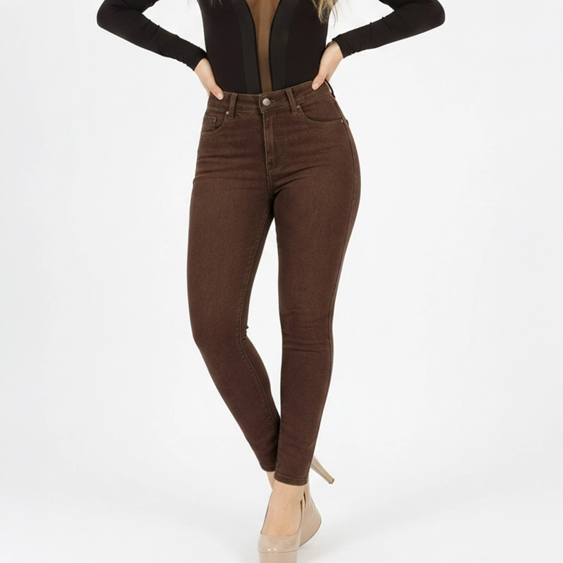 JEANS PUSH UP LEVANTA COLA CORTE COLOMBIANO CALCE PERFECTO CAFE - 1