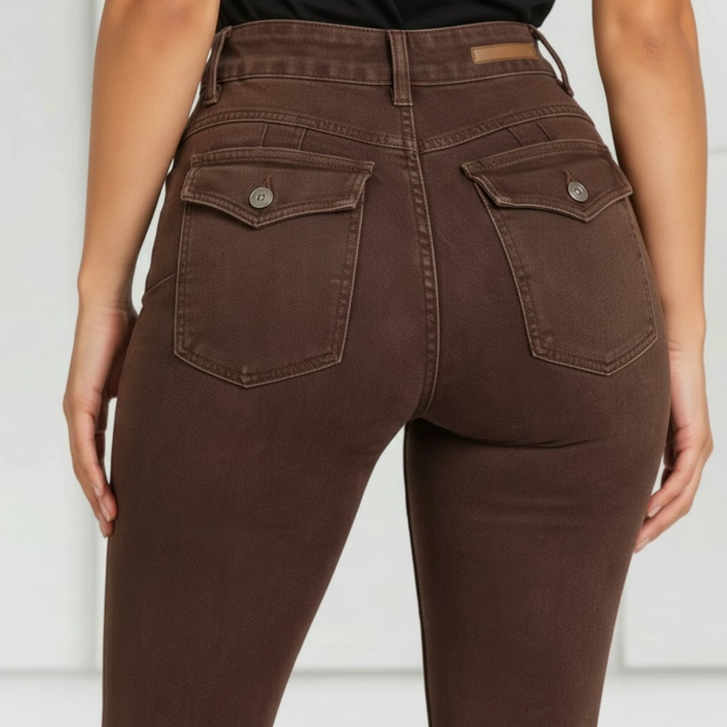 JEANS PUSH UP LEVANTA COLA CORTE COLOMBIANO CALCE PERFECTO CAFE - 7