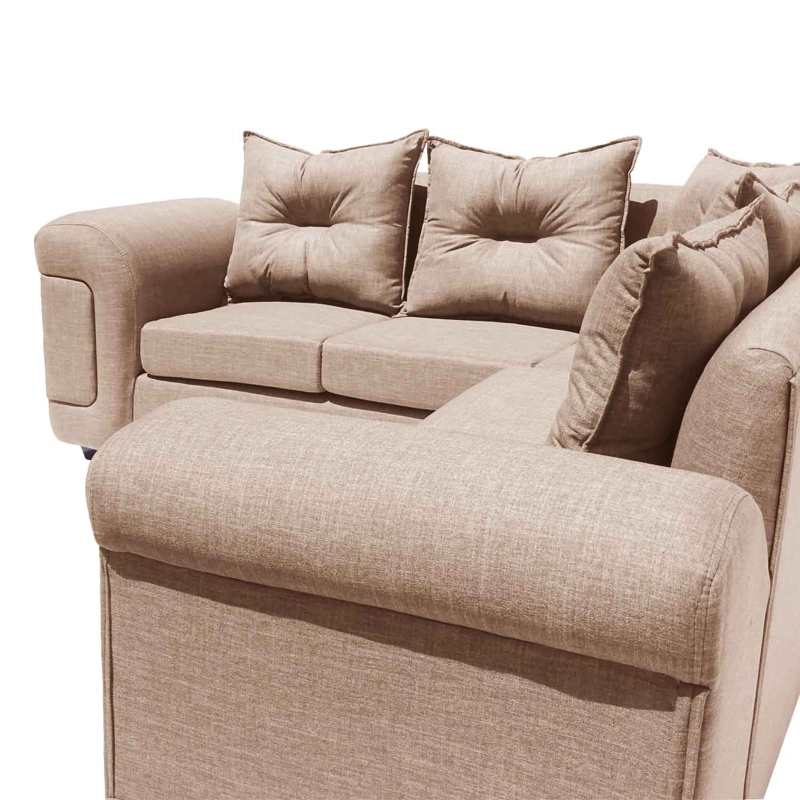 SECCIONAL RUZAM MOBEL MILANO 5 CUERPOS LINO BEIGE - 5