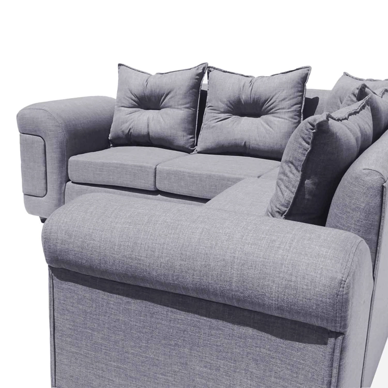 SECCIONAL RUZAM MOBEL MILANO 5 CUERPOS LINO GRIS - 5