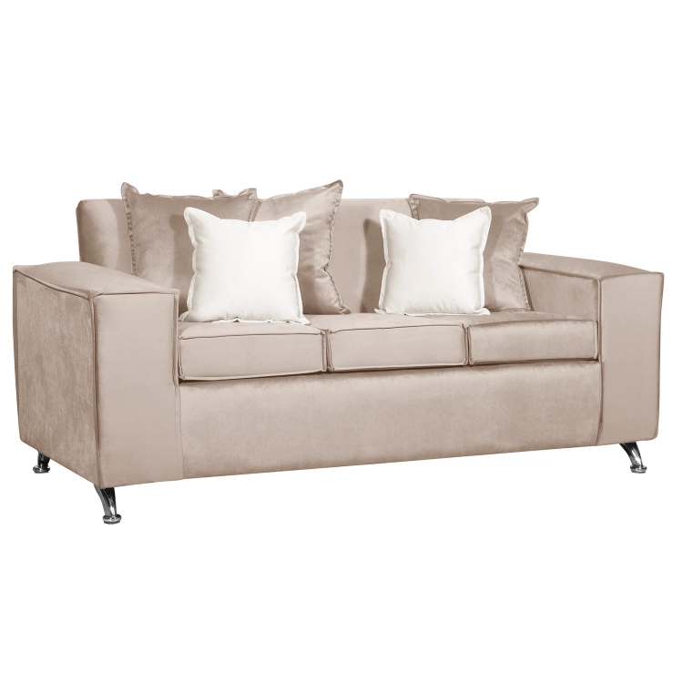 SOFÁ RUZAM MOBEL ROSES 3 CUERPOS FELPA BEIGE - 3
