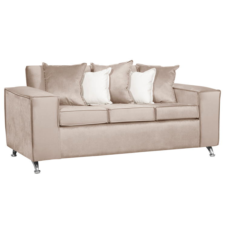 SOFÁ RUZAM MOBEL ROSES 3 CUERPOS FELPA BEIGE - 4