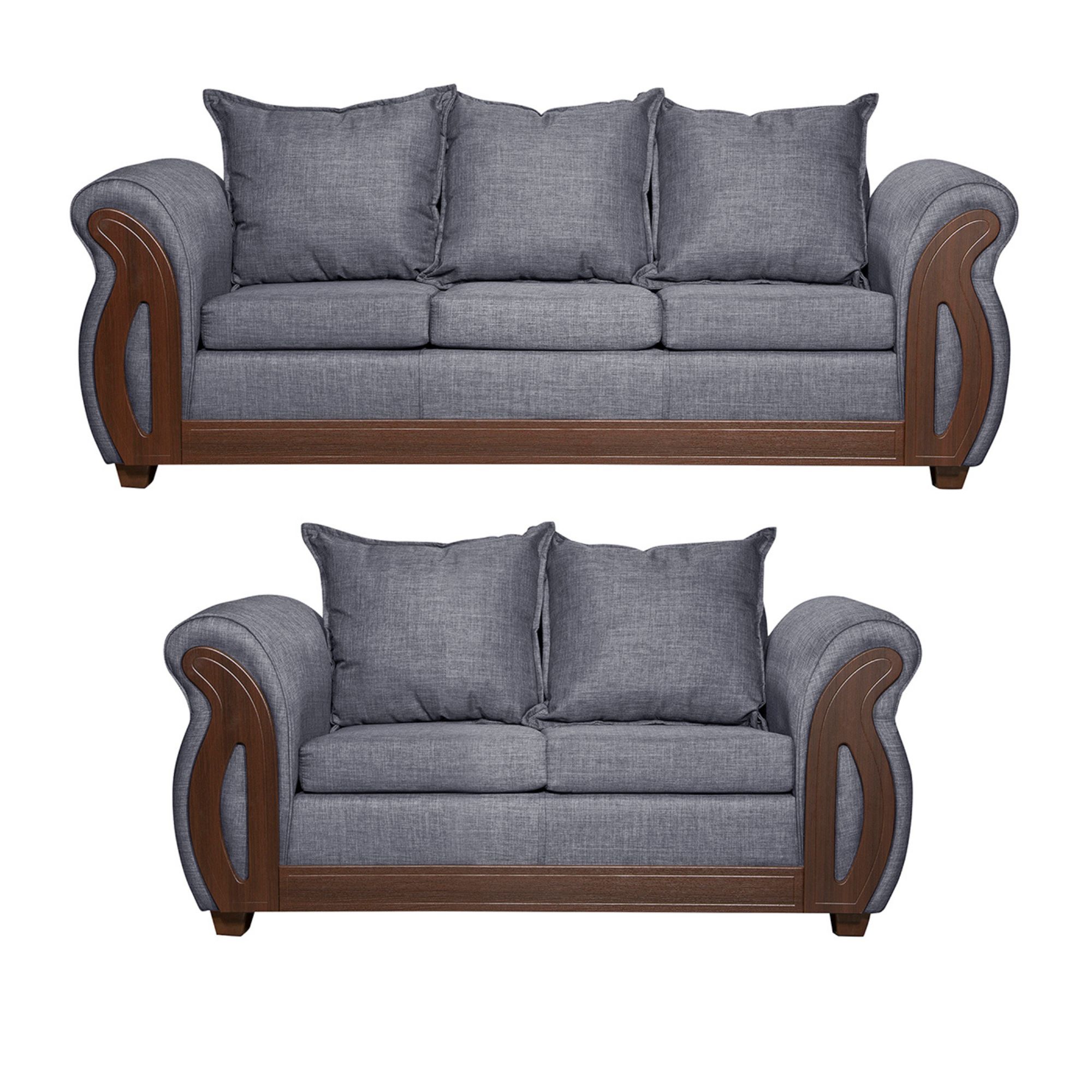 JUEGO LIVING RUZAM MOBEL ISIDORA 5 CUERPOS LINO GRIS 3-2 - 1