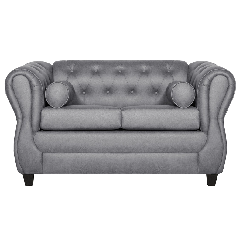 SOFÁ 2 CUERPOS CHESTERFIELD GRIS - 1