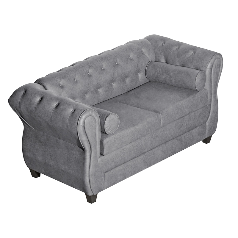 SOFÁ 2 CUERPOS CHESTERFIELD GRIS - 2
