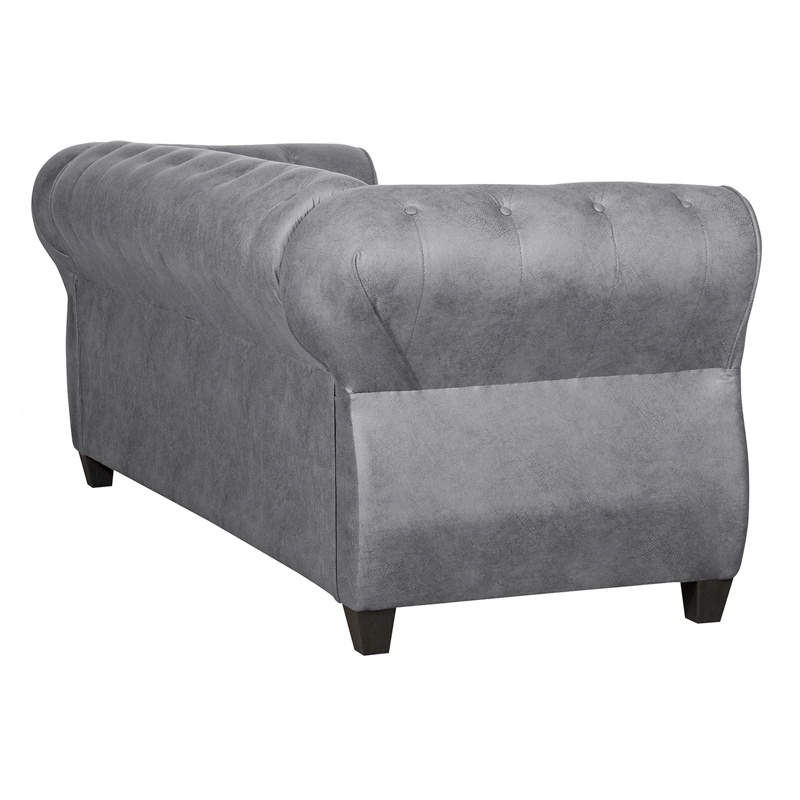 SOFÁ 2 CUERPOS CHESTERFIELD GRIS - 3