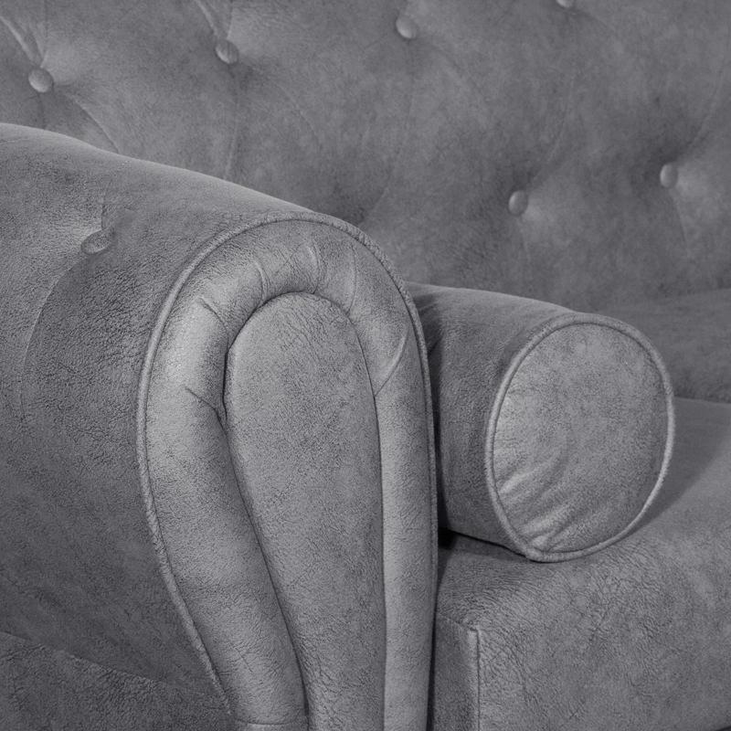 SOFÁ 2 CUERPOS CHESTERFIELD GRIS - 4