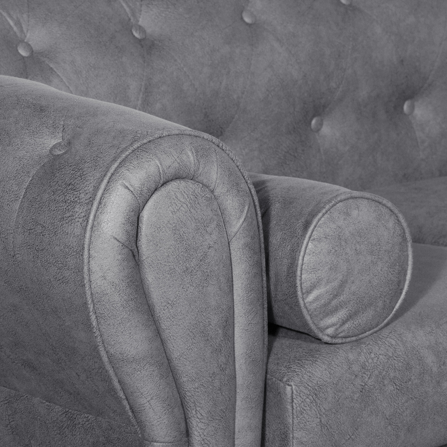 SOFÁ 2 CUERPOS CHESTERFIELD GRIS - 4
