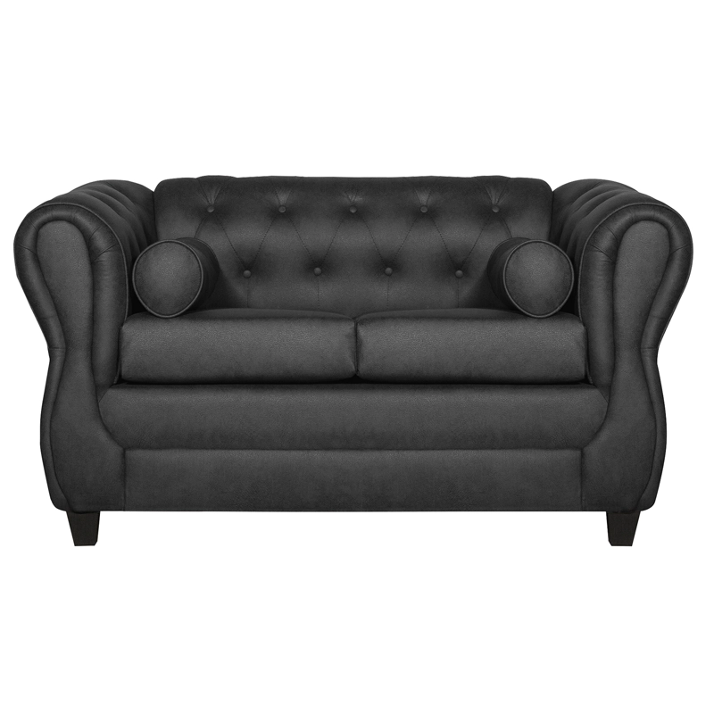 SOFÁ 2 CUERPOS CHESTERFIELD NEGRO - 1