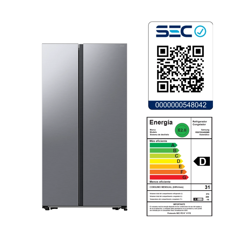 REFRIGERADOR SAMSUNG NO FROST SIDE BY SIDE 564L RS57DG4000M9ZS - 8