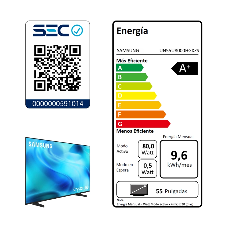 55" Crystal UHD U8000H 4K Samsung Vision AI Smart TV (2026) - 8