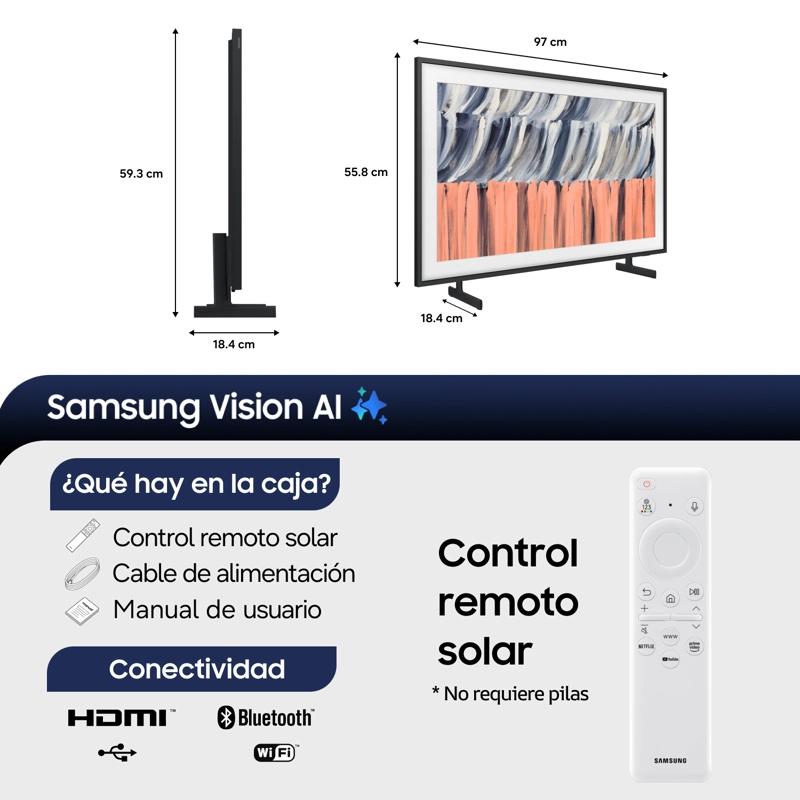 43" The Frame LS03H QLED 4K Art Mode Samsung Vision AI Smart TV con marco (2026) + Control por Voz - 2