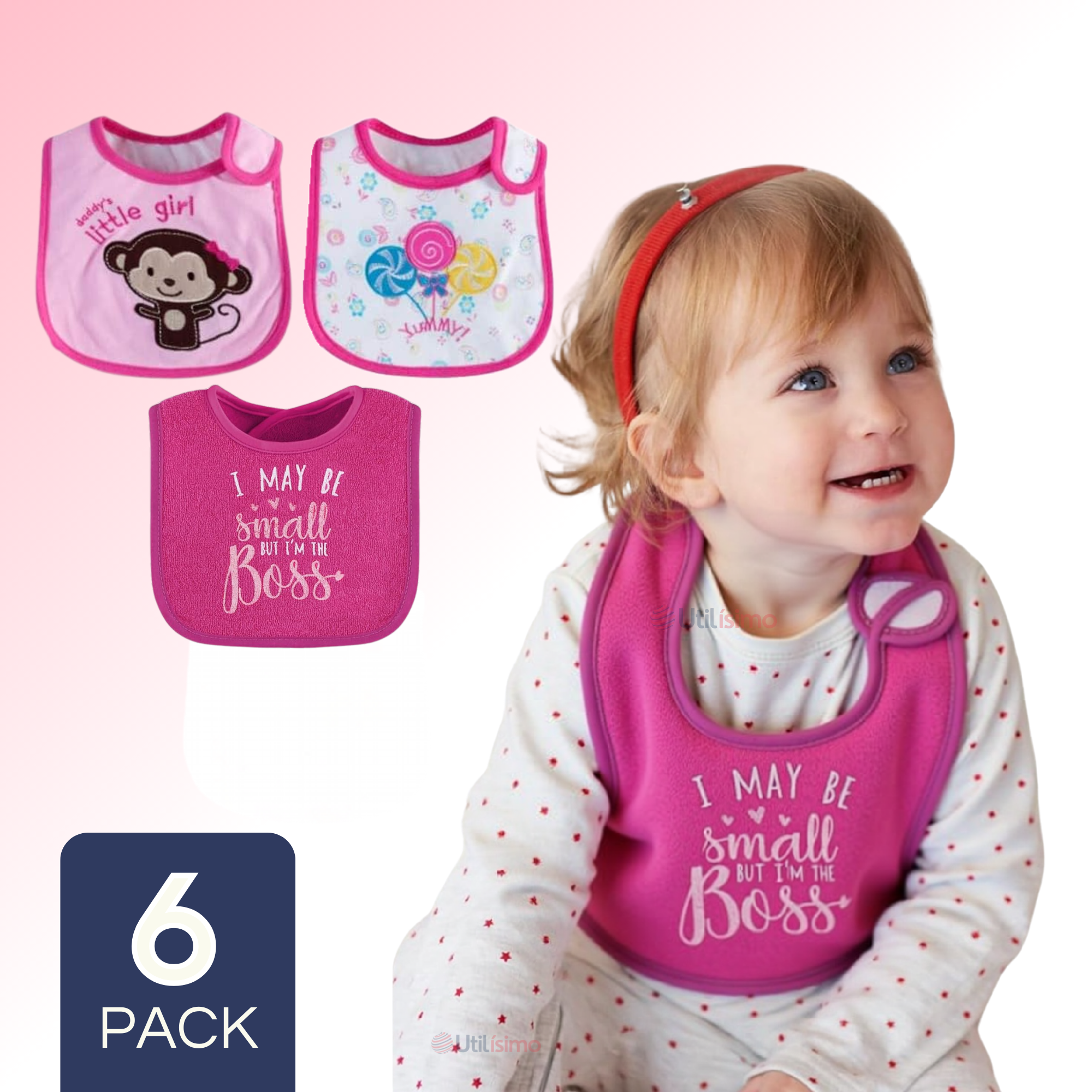 PACK X6 BABERO TEDMIMAK IMPERMEABLES REGULABLES BEBÉS JUMP KIDS NIÑO MULTICOLOR - 1